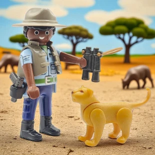Cover Playmobil Series 20 Explorador con cachorro de león 70148