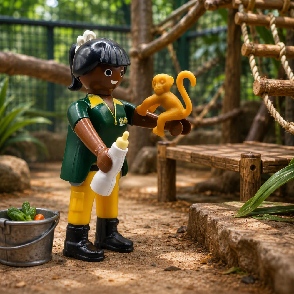 Cuidadora de Zoologico con Mono - Playmobil Figures - Series 16 70160 Destacada